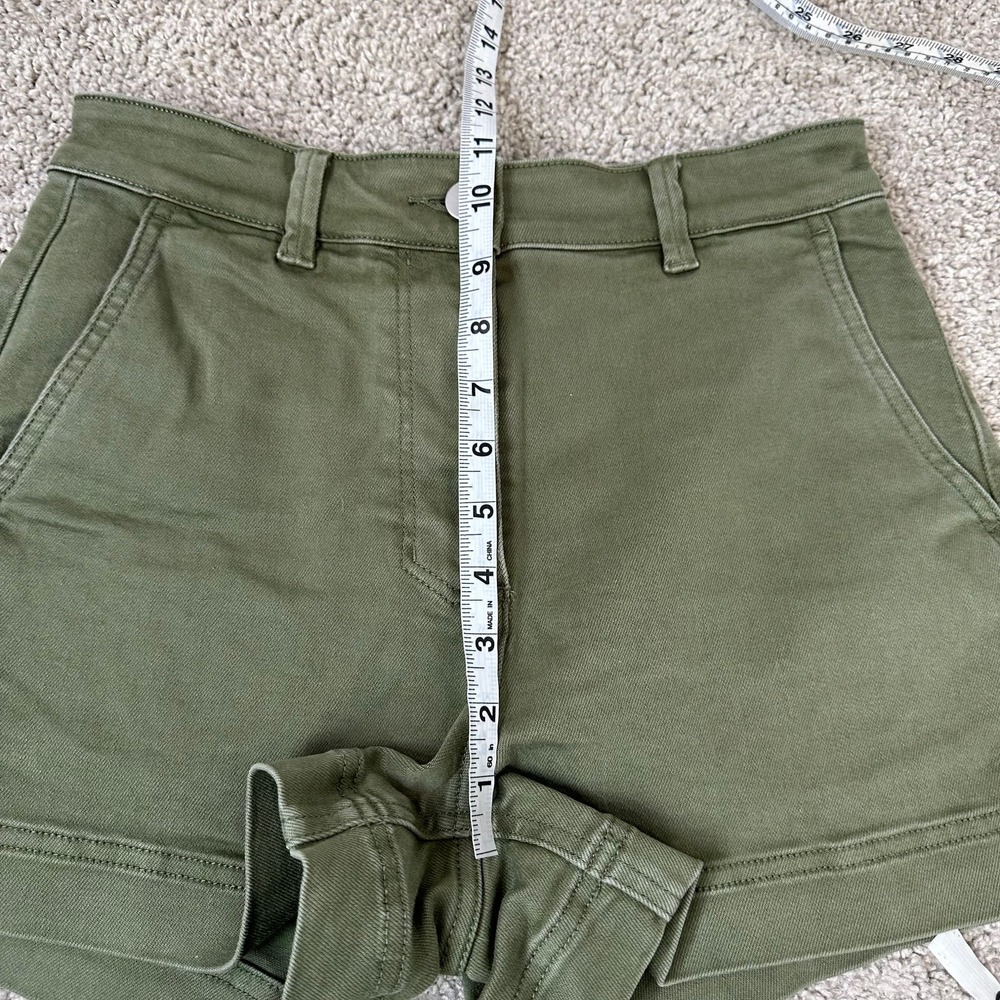 Everlane Olive High-Rise Cotton Shorts - Picture 6 of 9